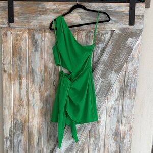 Chic One Shoulder Green Dress